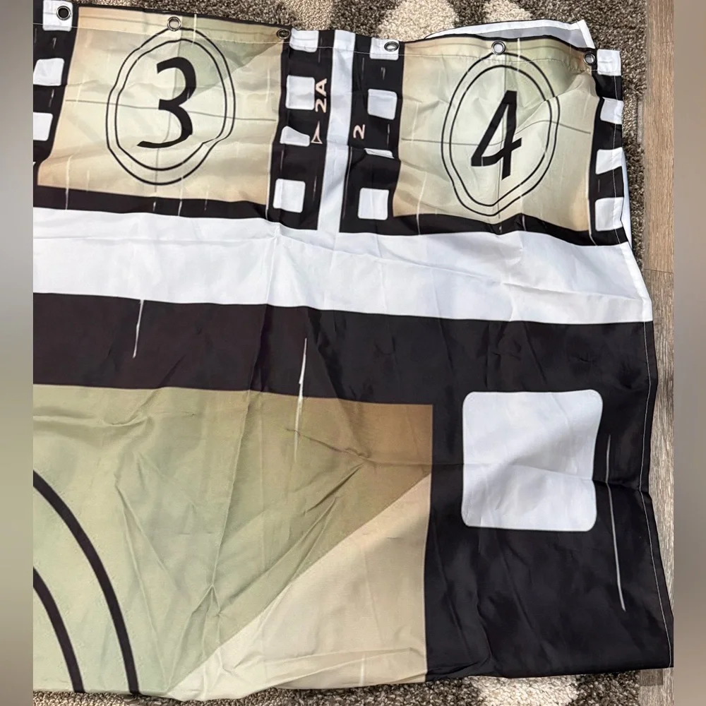 Movie Theater Shower Curtain + Hooks.  66” X 72”.